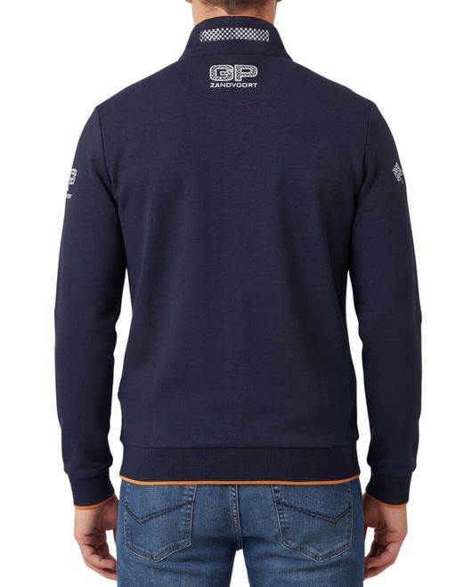 vest Portofino donkerblauw geprint katoen opstaande kraag