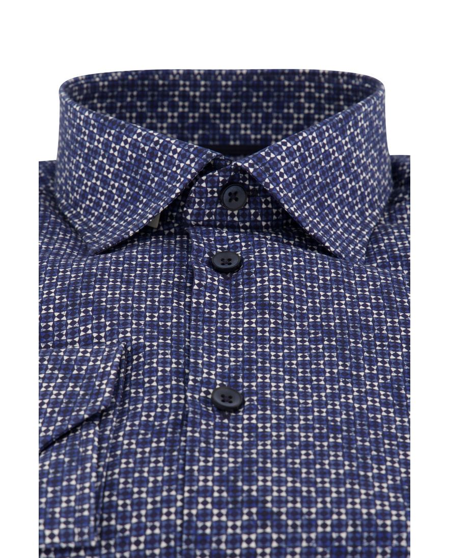 Ledub overhemd normale fit donkerblauw geprint