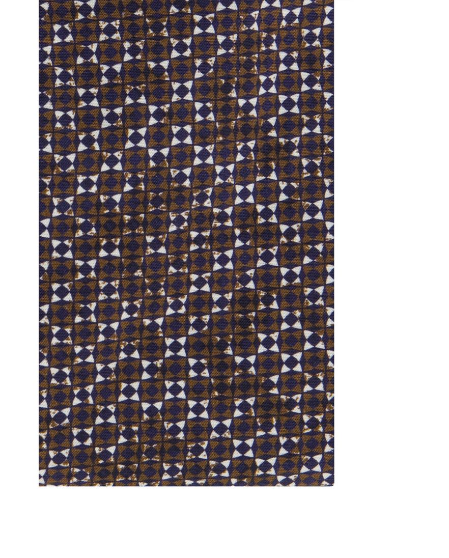 Overhemd Ledub modern fit bruin geprint katoen