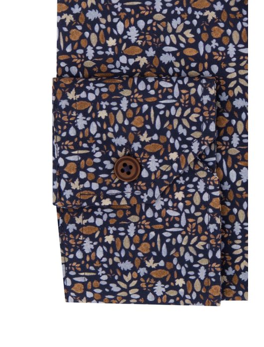 Ledub overhemd donkerblauw geprint easy iron