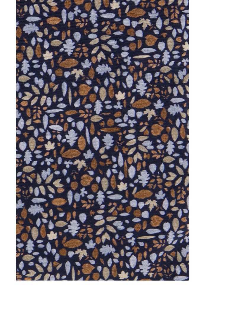 Modern fit strijkvrij katoenen Ledub overhemd bruin geprint