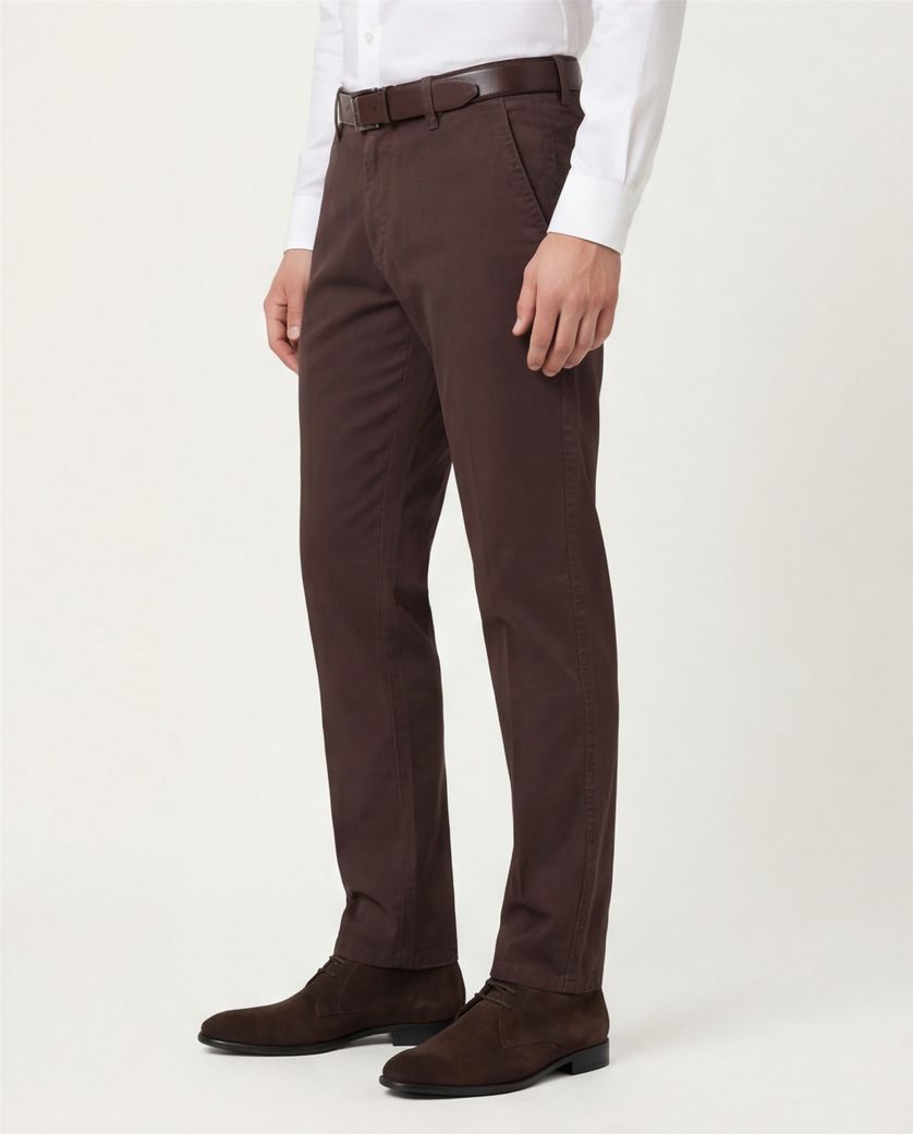 M.E.N.S. katoenen broek bruin effen katoen