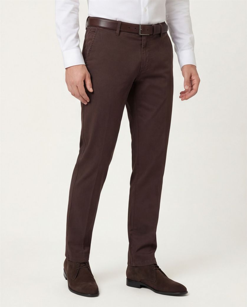 M.E.N.S. katoenen broek bruin effen katoen