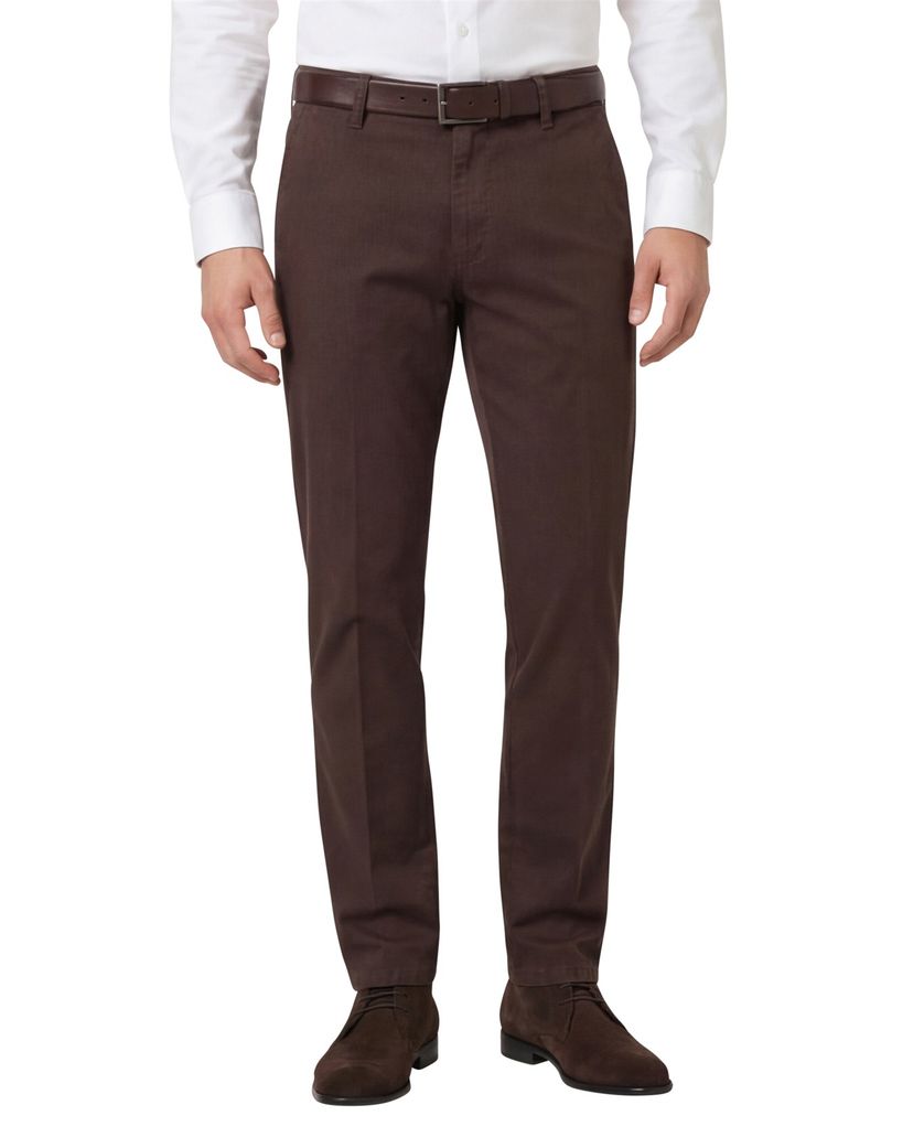 M.E.N.S. katoenen broek bruin effen katoen