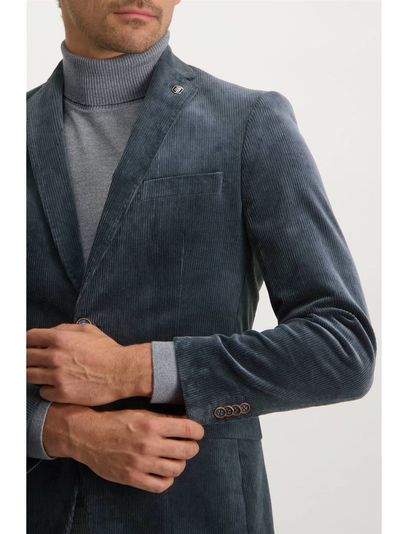 State of Art colbert katoen wijde fit blauw effen