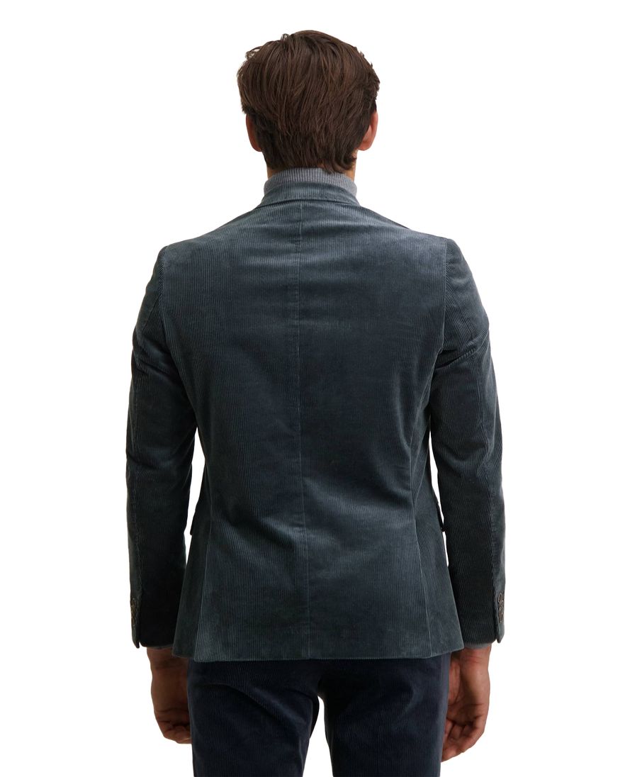 State of Art colbert blauw effen katoen wijde fit