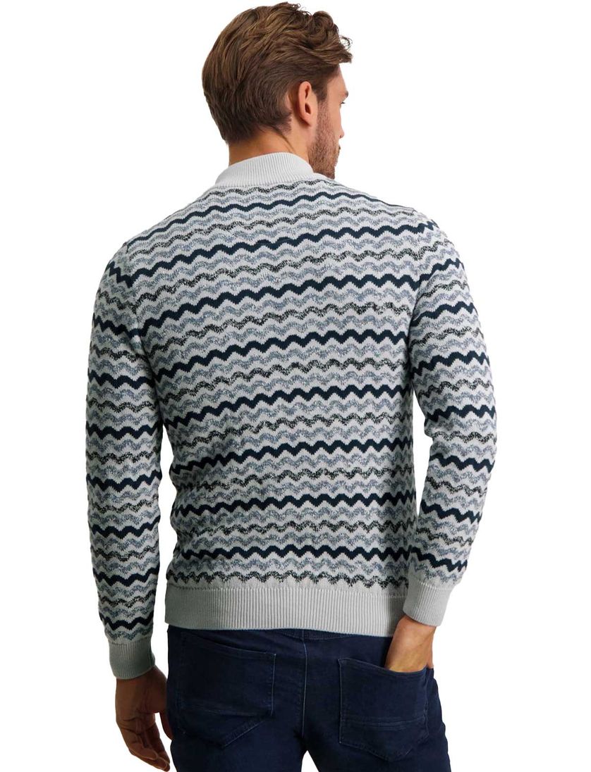 Blauw gestreepte State of Art trui katoen opstaande kraag