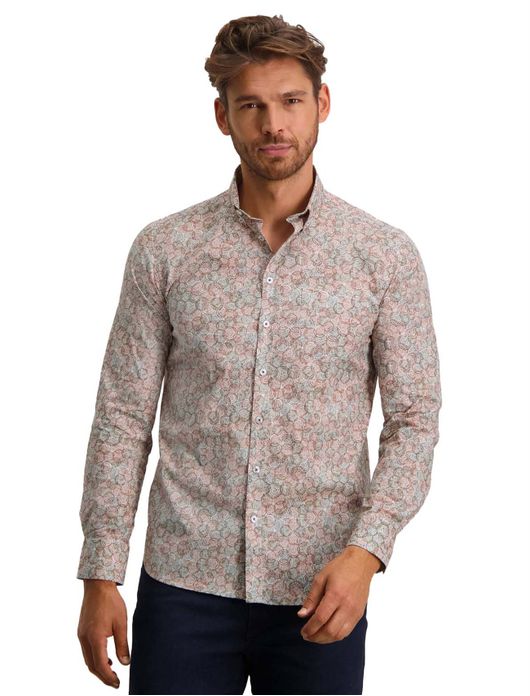 casual overhemd State of Art roze geprint katoen wijde fit