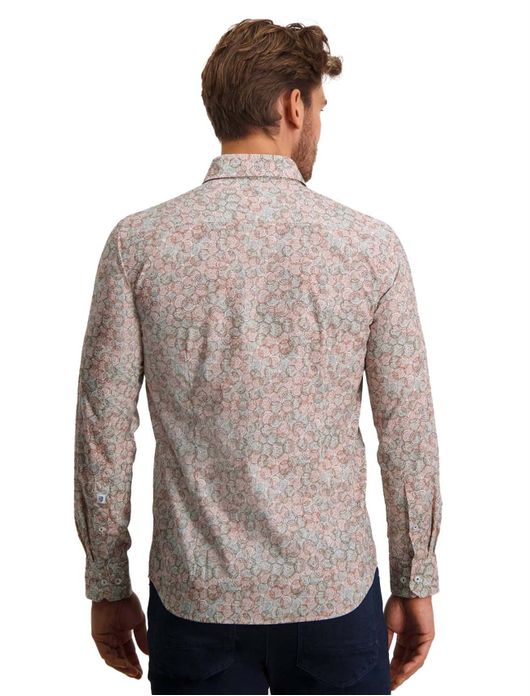 casual overhemd State of Art roze geprint katoen wijde fit