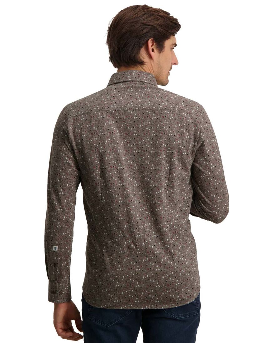 State of Art casual overhemd bruin geprint wijde fit katoen