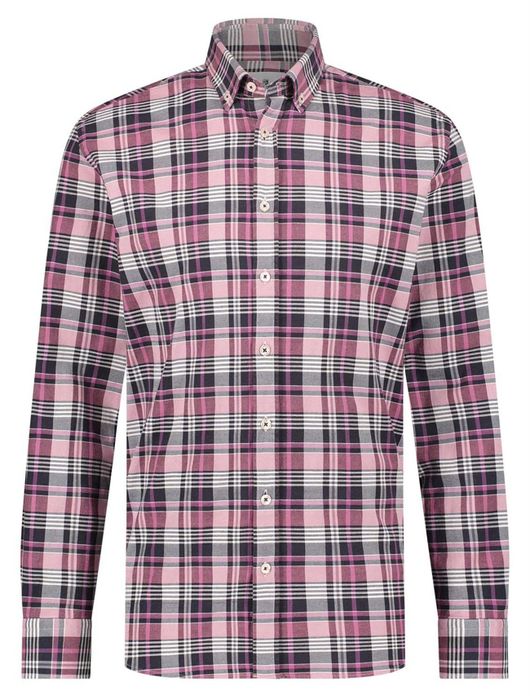 casual overhemd State of Art roze geruit katoen wijde fit