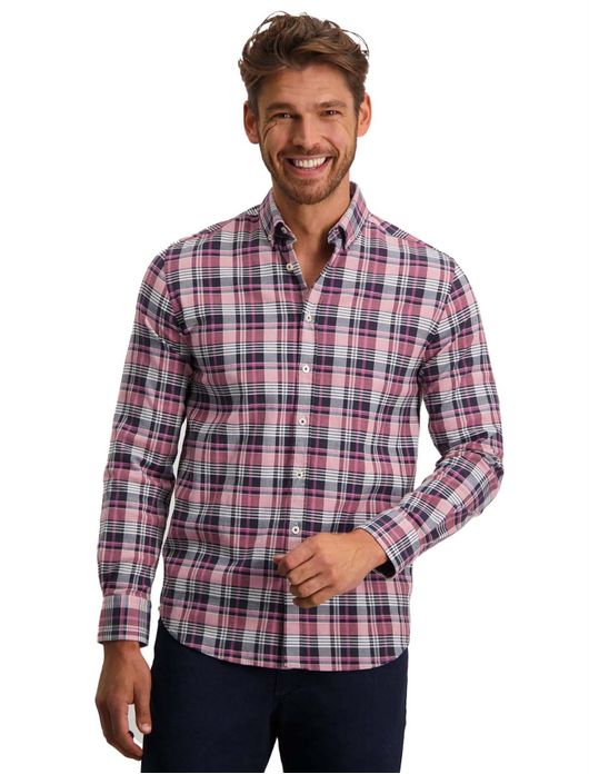 casual overhemd State of Art roze geruit katoen wijde fit