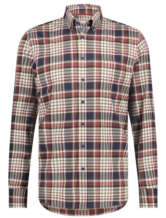 casual overhemd State of Art rood geruit katoen wijde fit