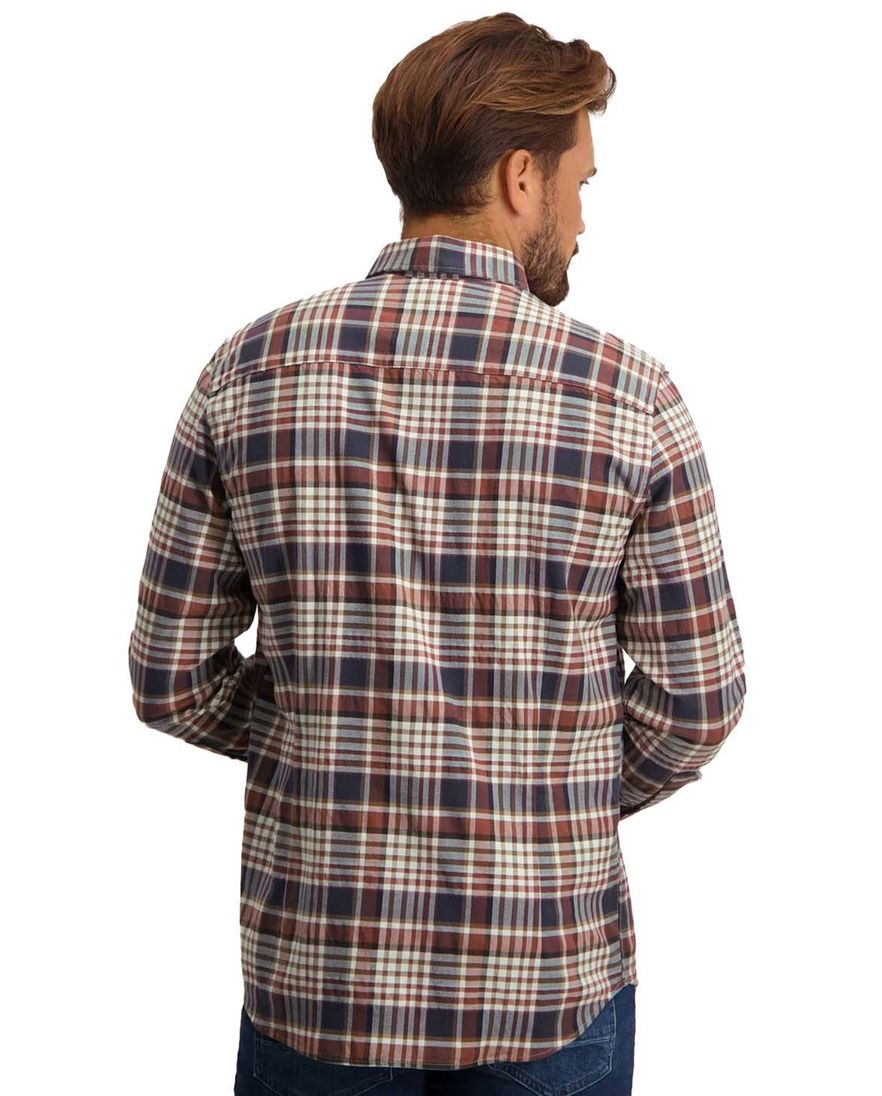 State of Art casual overhemd wijde fit rood donkerblauw geruit katoen