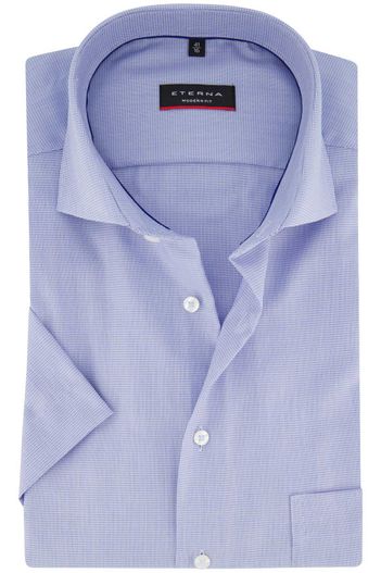 Eterna Eterna overhemd korte mouw Modern Fit lichtblauw effen 100% katoen