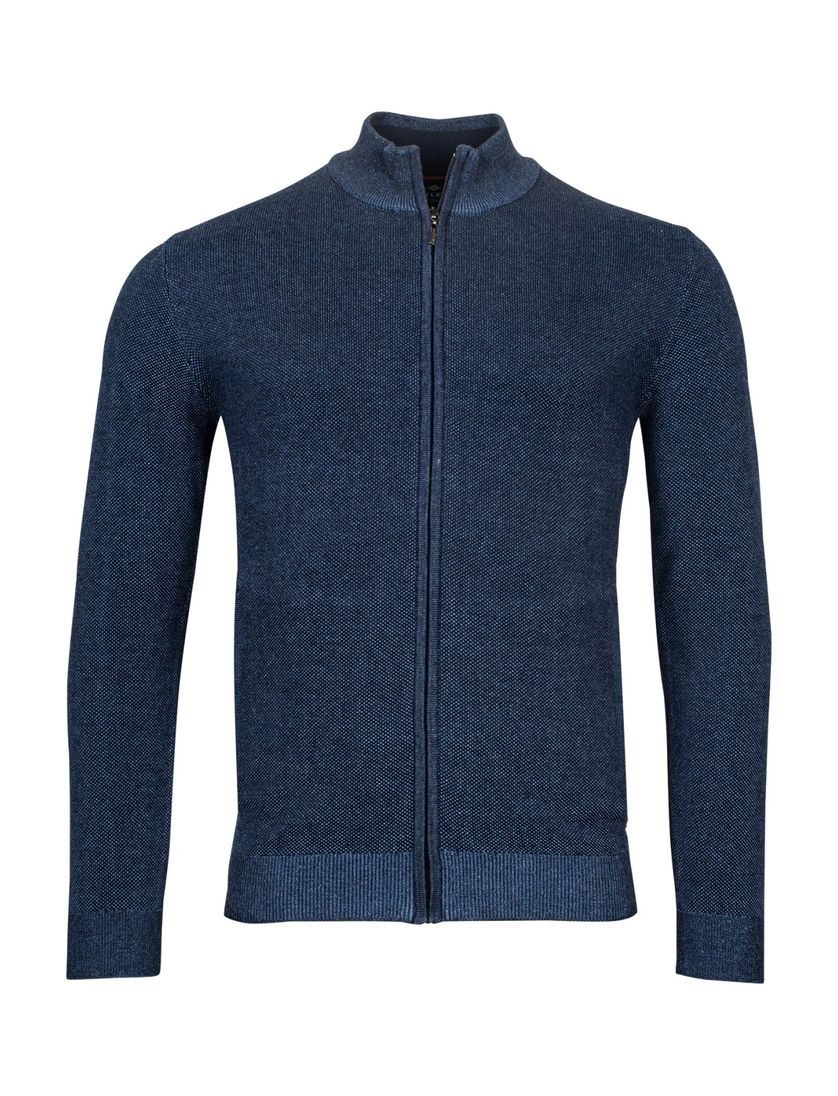 Baileys trui donkerblauw effen katoen opstaande kraag