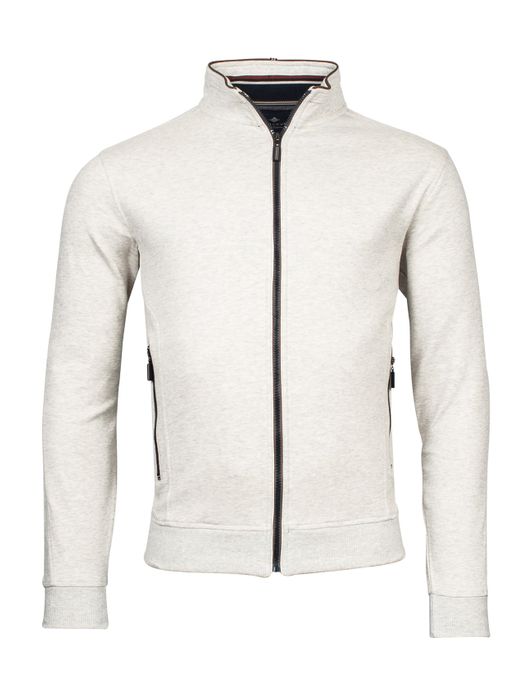 vest Baileys grijs effen katoen opstaande kraag rits