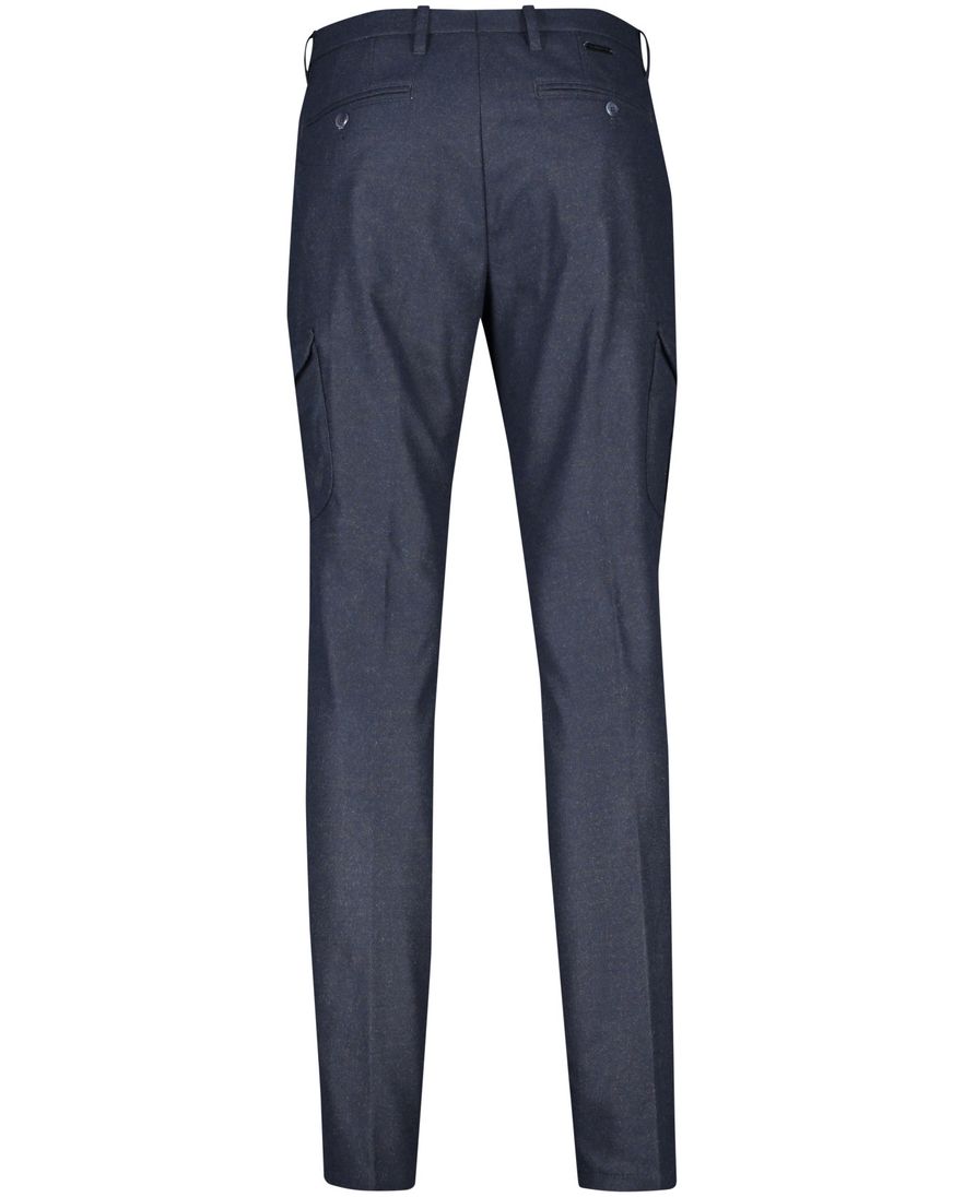 Alberto katoenen broek blauw gemêleerd katoen zonder omslag