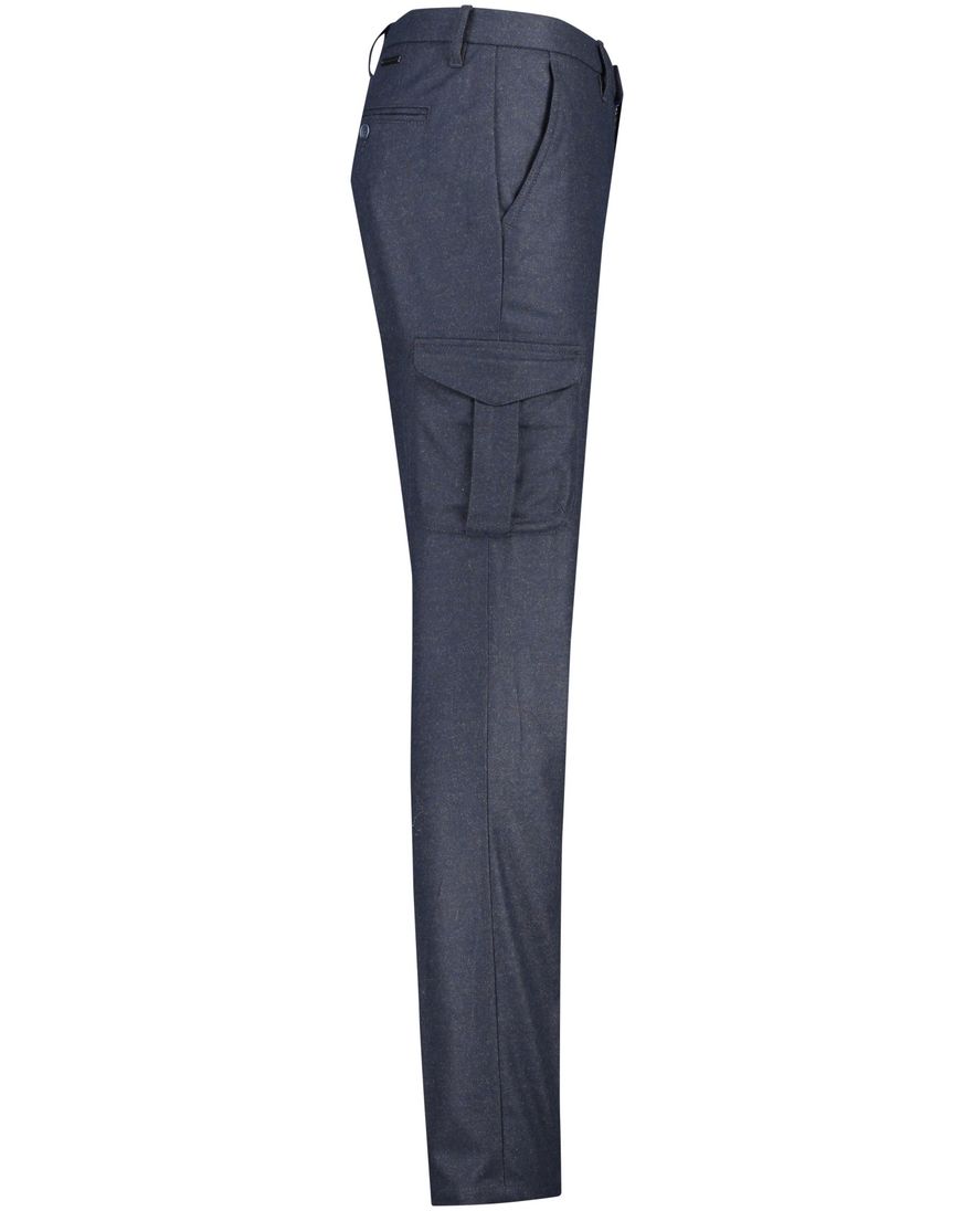 Alberto katoenen broek blauw gemêleerd katoen zonder omslag