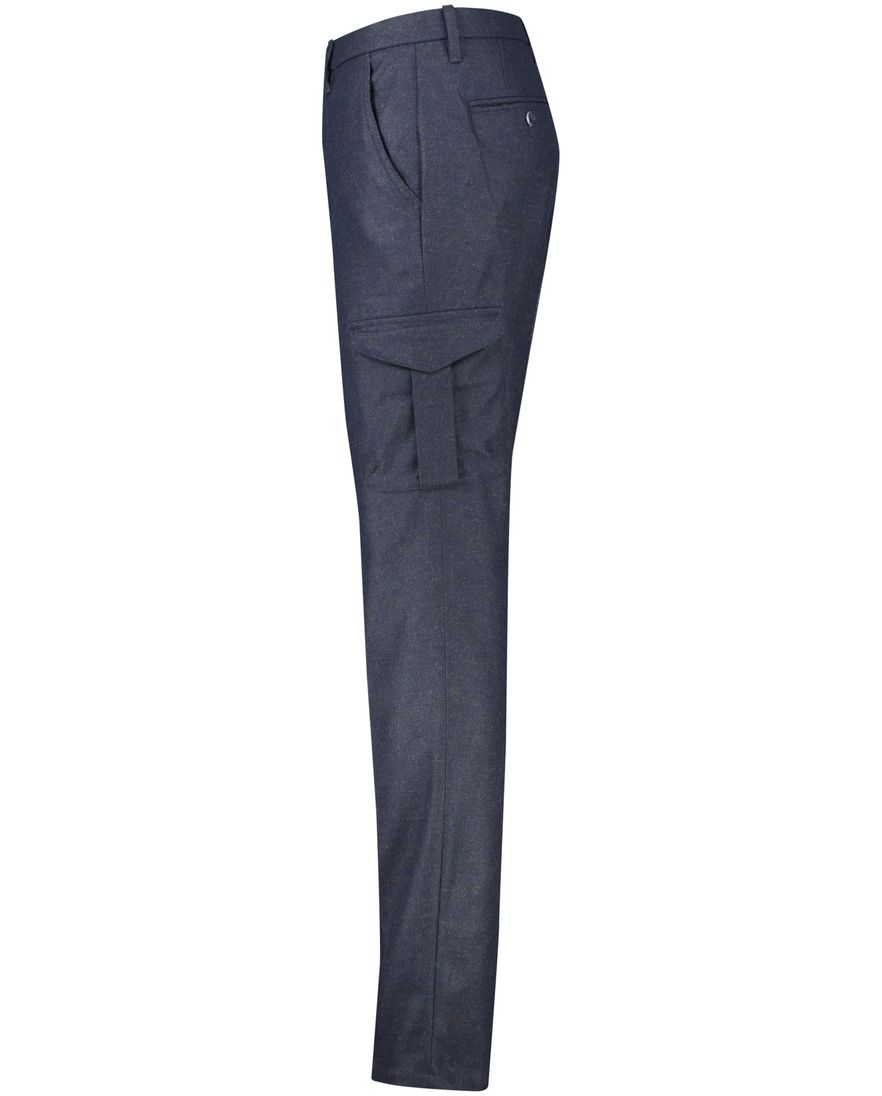 Alberto katoenen broek blauw gemêleerd katoen zonder omslag