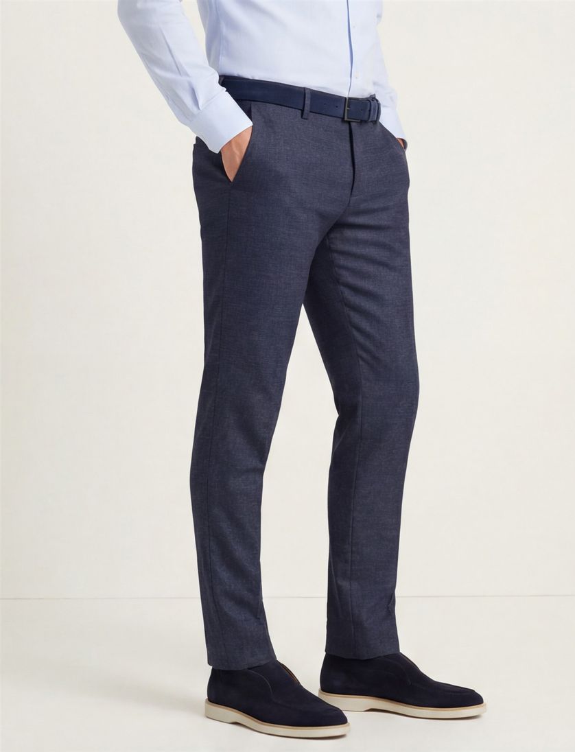 Alberto gemêleerd chino blauw wol