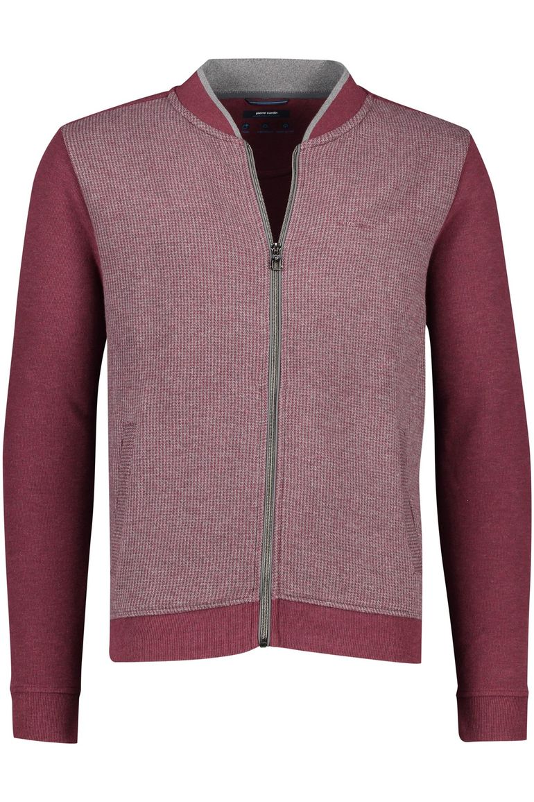 vest Pierre Cardin bordeaux geruit katoen opstaande kraag rits