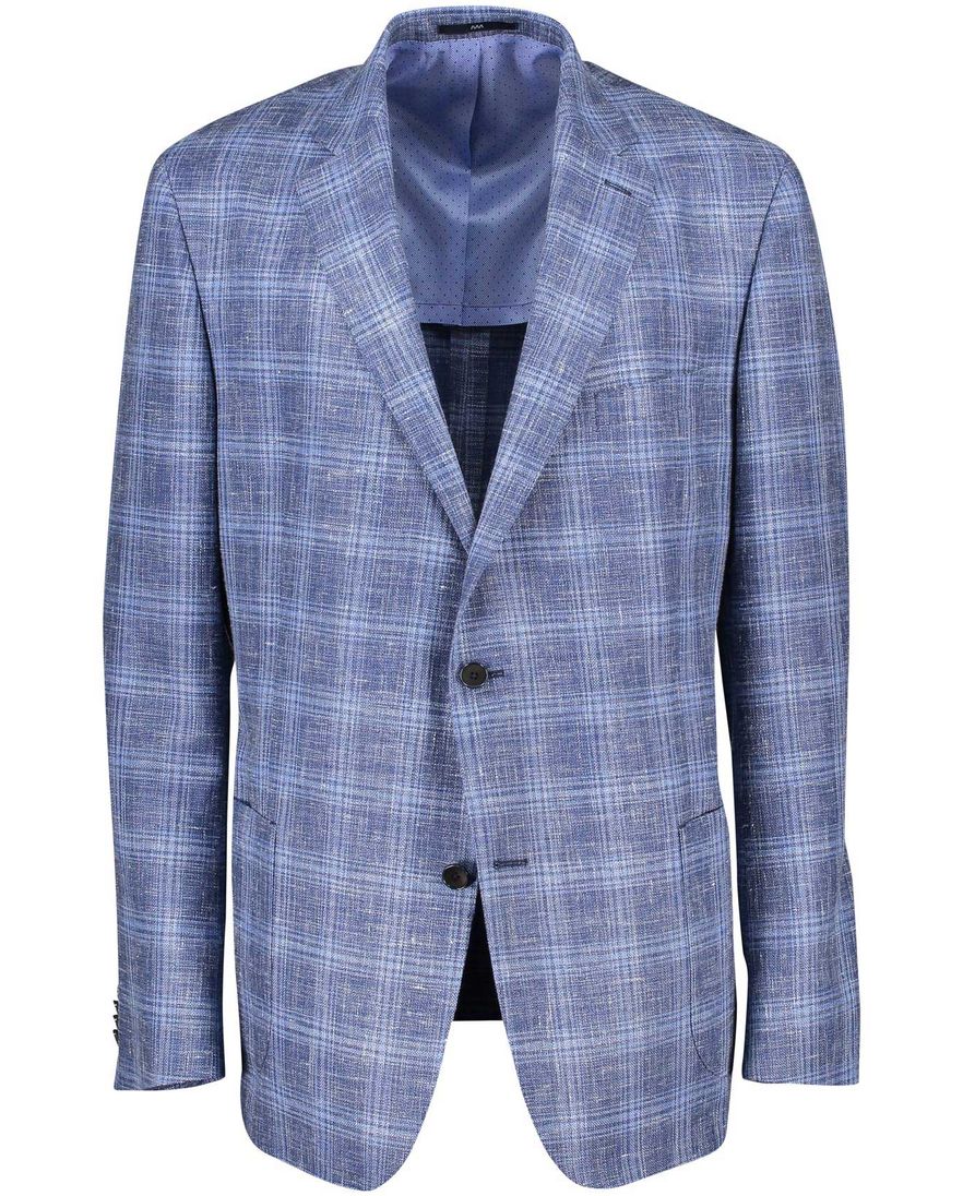 Dressler colbert lichtblauw geruit normale fit