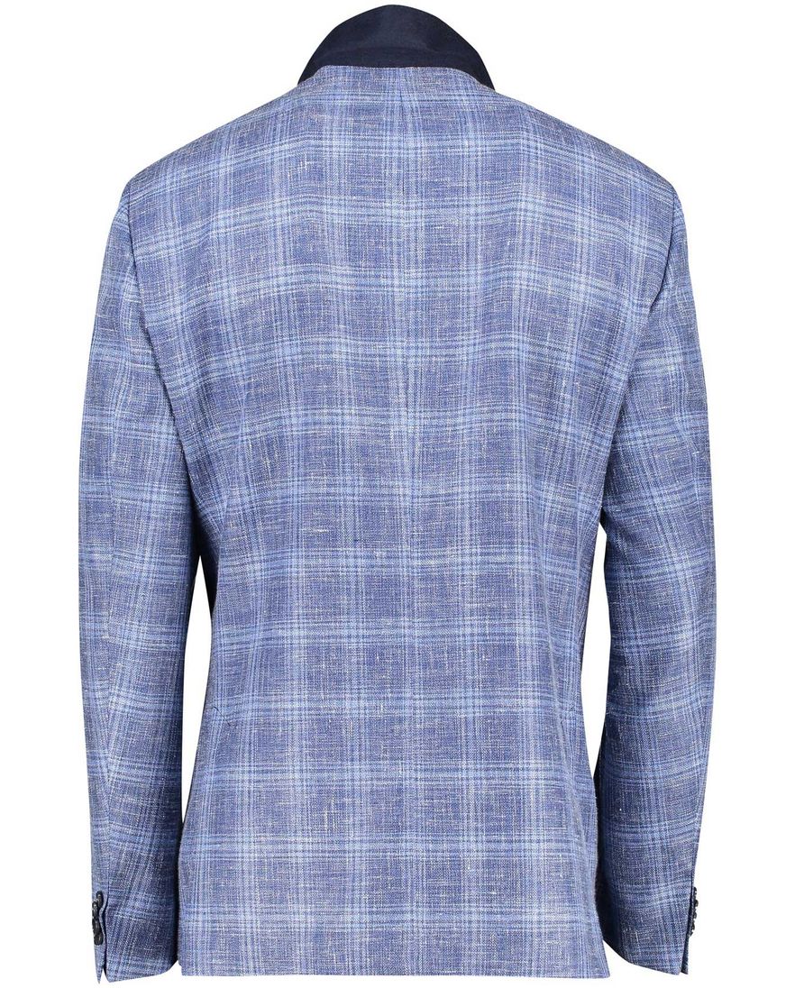 Dressler colbert lichtblauw geruit normale fit