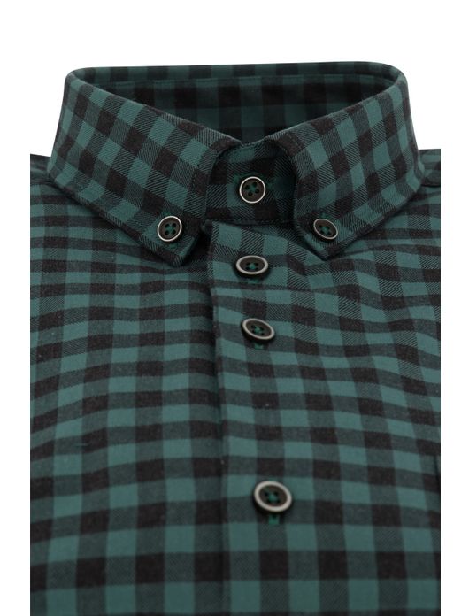 casual overhemd Portofino groen geruit katoen wijde fit