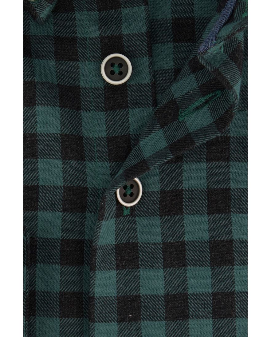 Portofino casual overhemd wijde fit groen geruit katoen