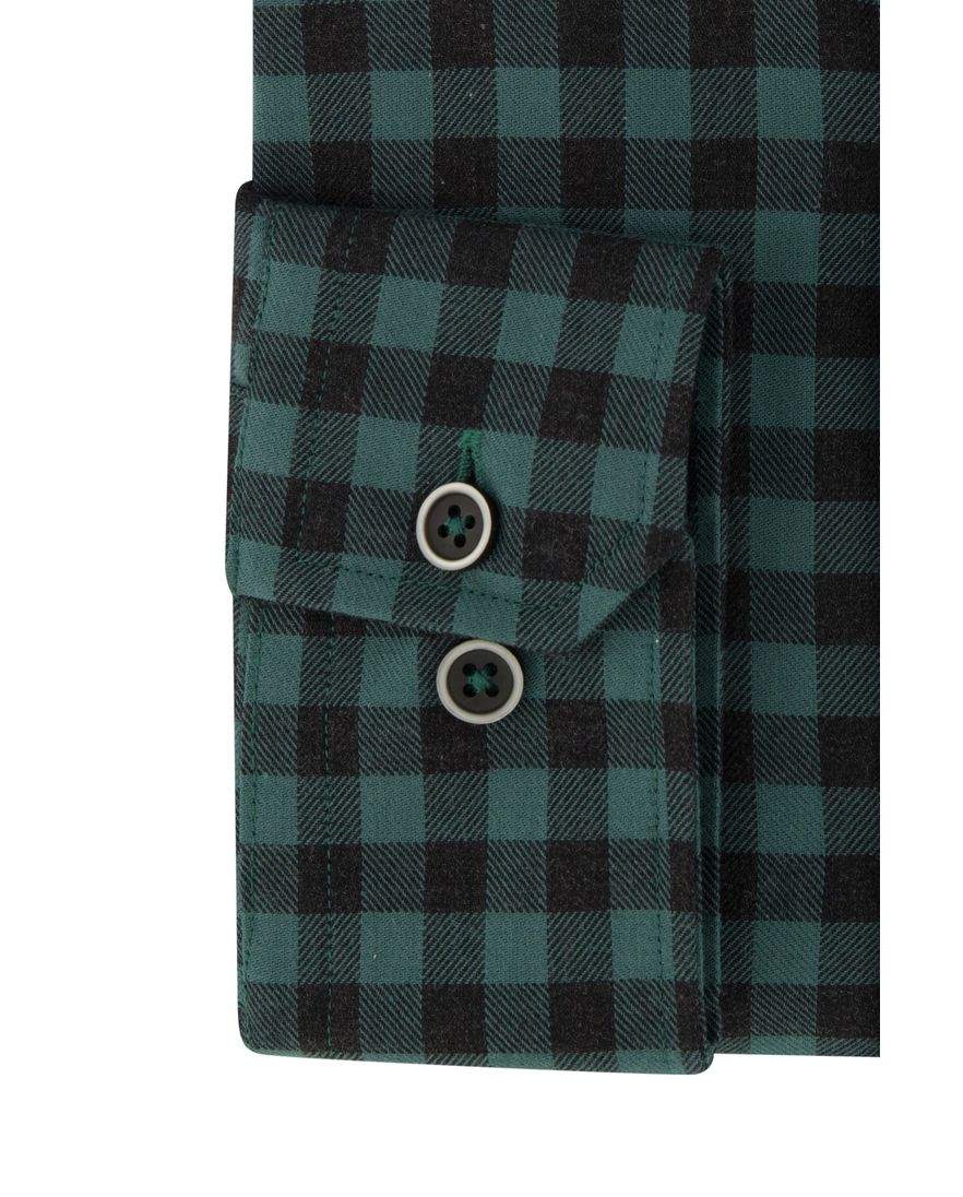 Portofino casual overhemd wijde fit groen geruit katoen