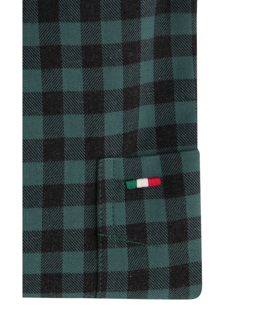 Portofino casual overhemd wijde fit groen geruit katoen