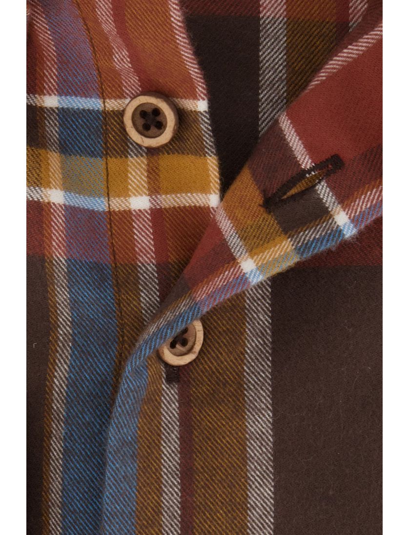 Casual overhemd Portofino bruin geruit katoen normale fit