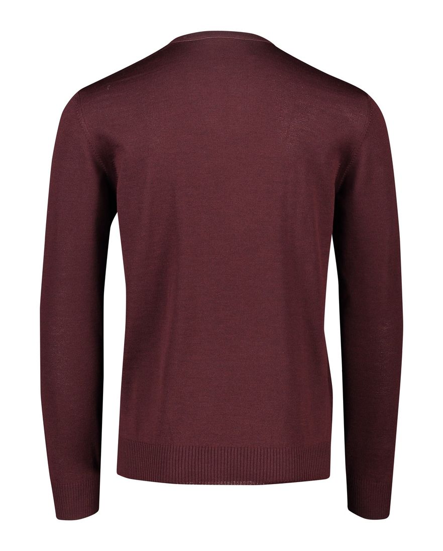Maerz trui v-hals bordeaux effen merinowol