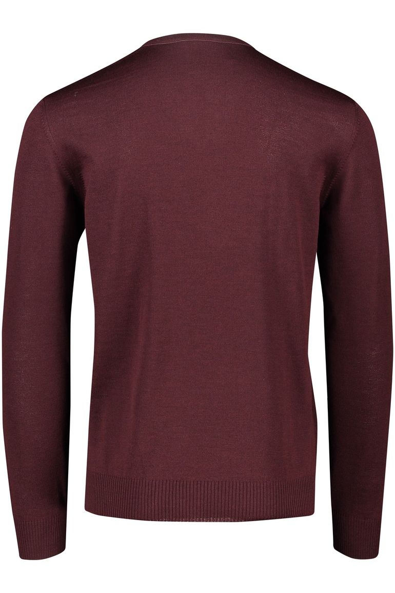 Maerz trui v-hals bordeaux effen merinowol