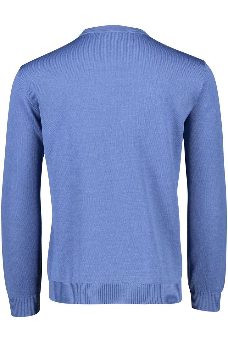 Maerz trui blauw effen merinowol ronde hals