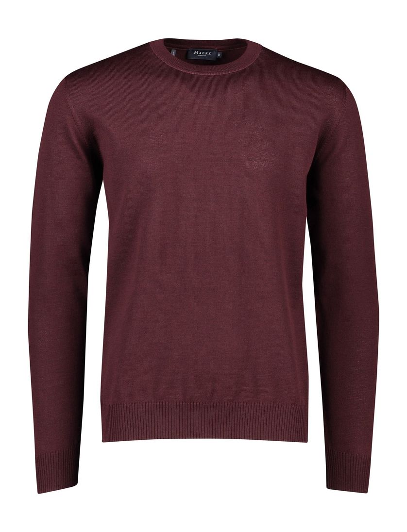 Maerz trui bruin effen merinowol ronde hals