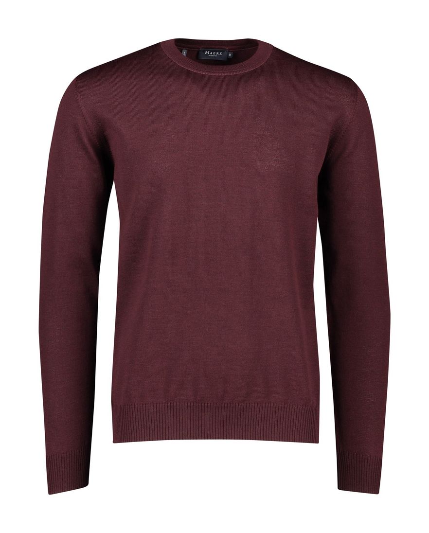 Maerz trui ronde hals bruin effen merinowol