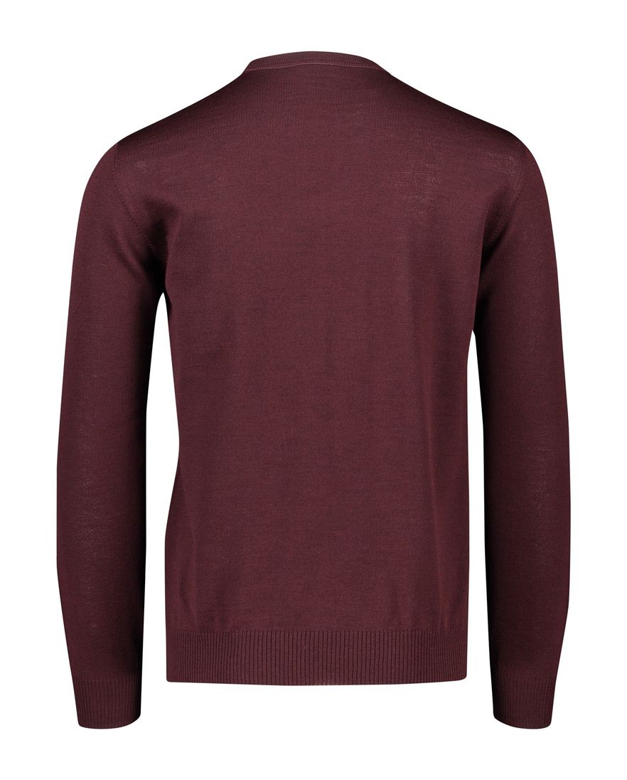 Maerz trui ronde hals bruin effen merinowol