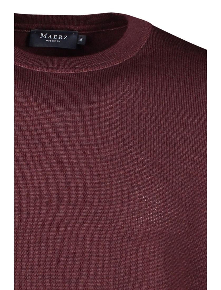 Maerz trui bruin effen merinowol ronde hals