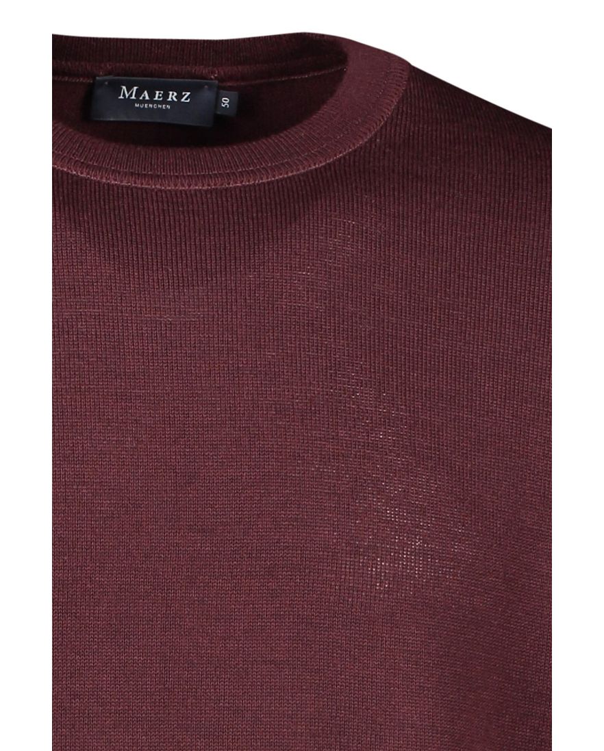 Maerz trui ronde hals bruin effen merinowol