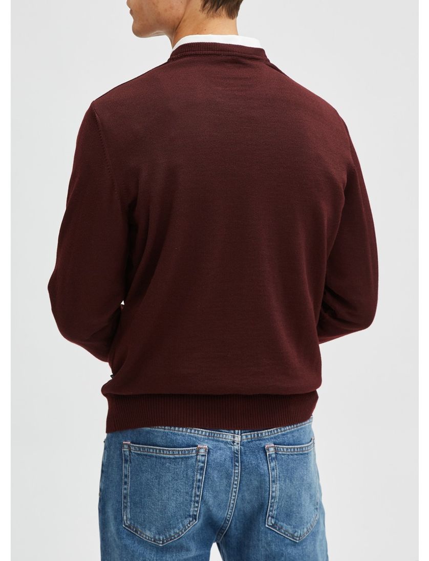 Maerz trui bruin effen merinowol ronde hals