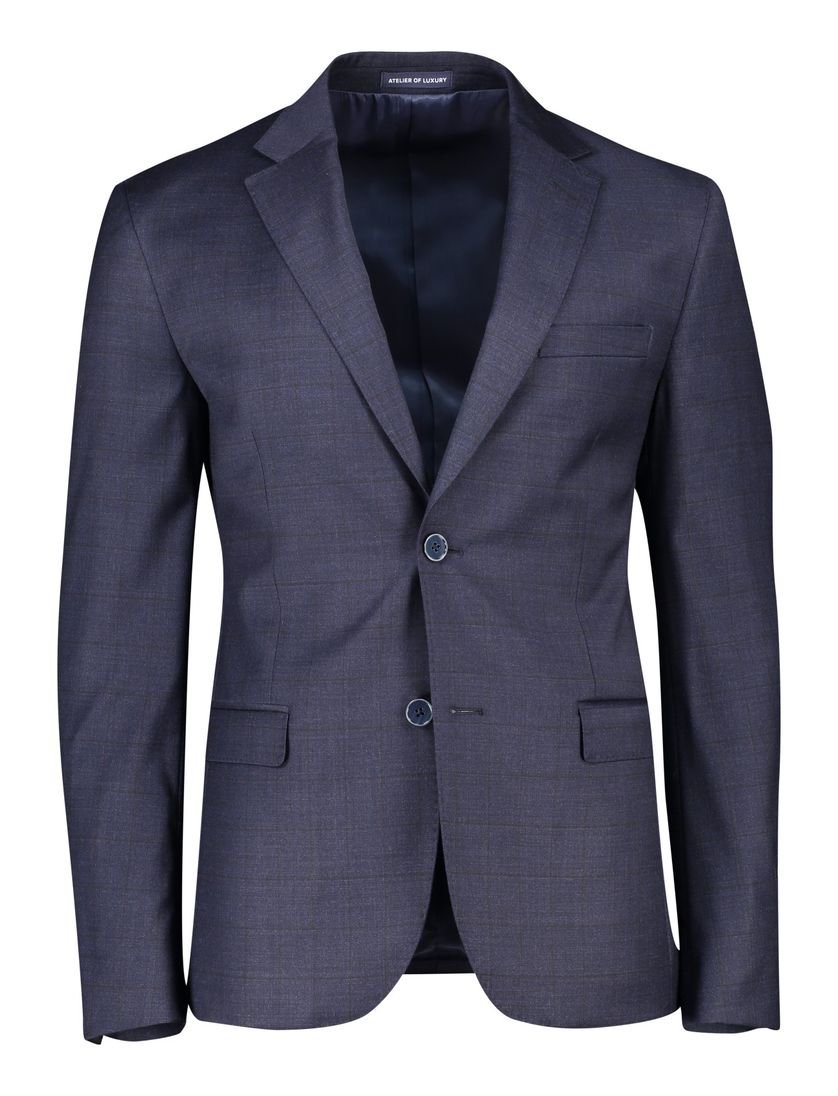 Portofino colbert mix & match donkerblauw geruit merinowol normale fit