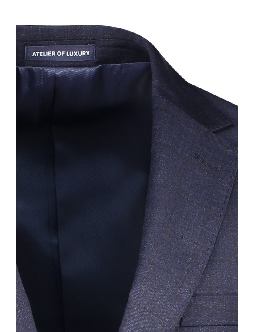 Portofino colbert mix & match donkerblauw geruit merinowol normale fit