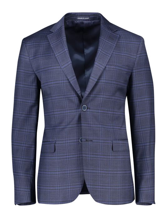 Portofino colbert mix & match donkerblauw geruit merinowol normale fit