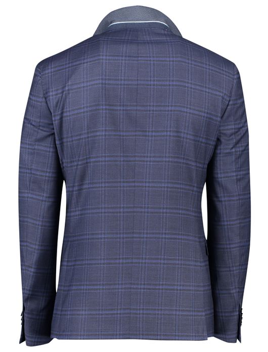 Portofino colbert mix & match donkerblauw geruit merinowol normale fit