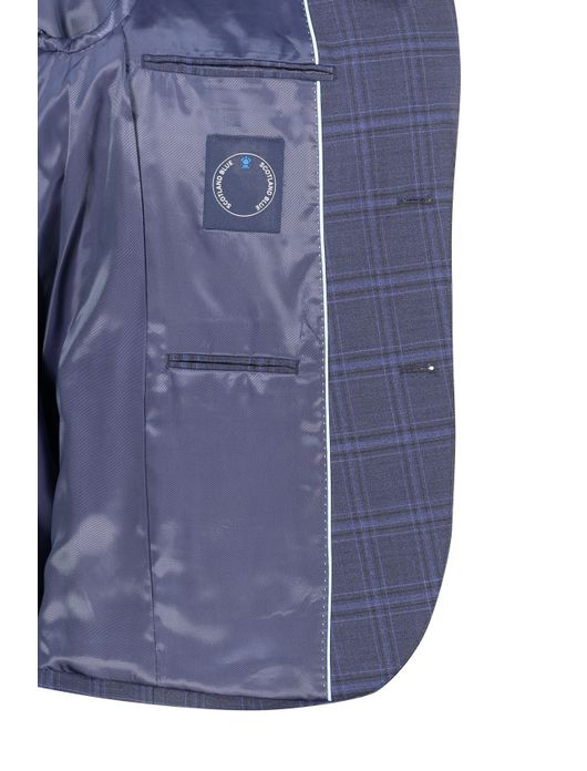 Portofino colbert mix & match donkerblauw geruit merinowol normale fit