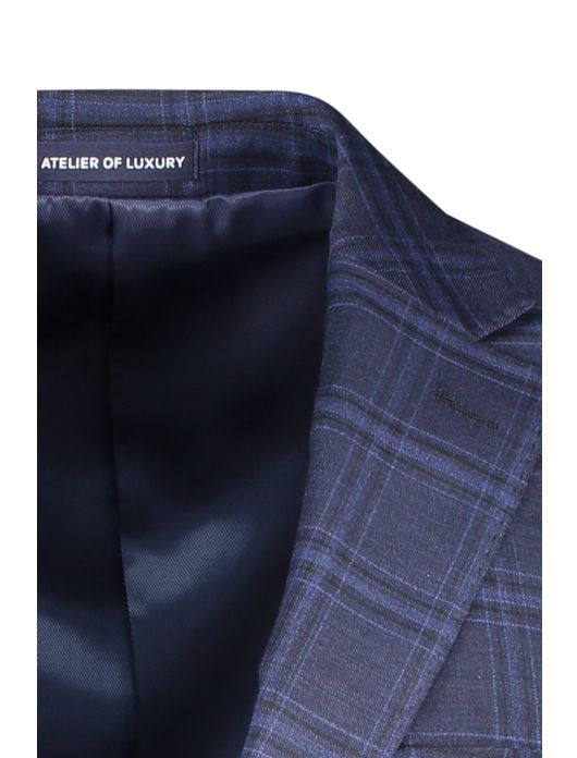 Portofino colbert mix & match donkerblauw geruit merinowol normale fit