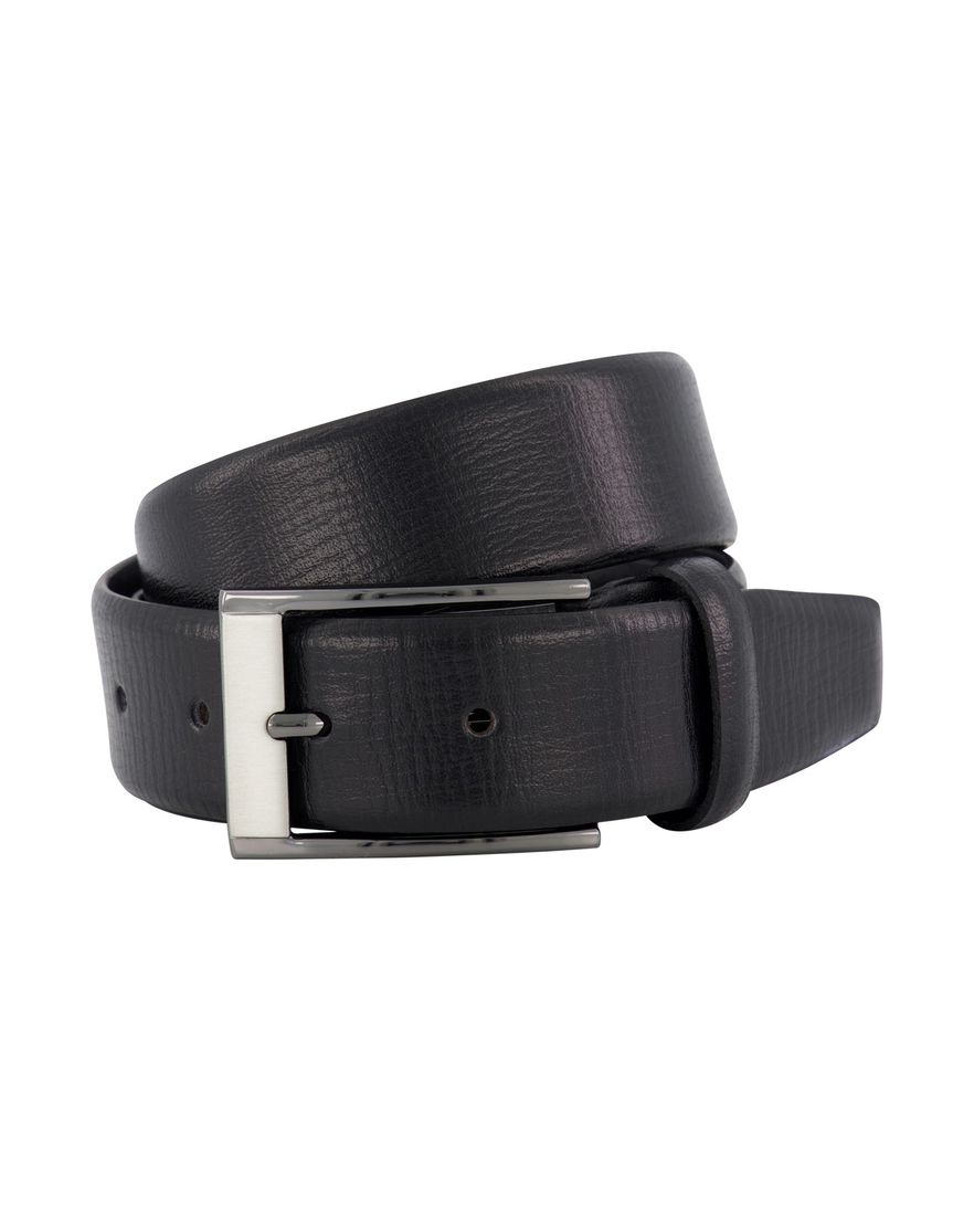 Lindenmann riem zilveren gesp zwart leer