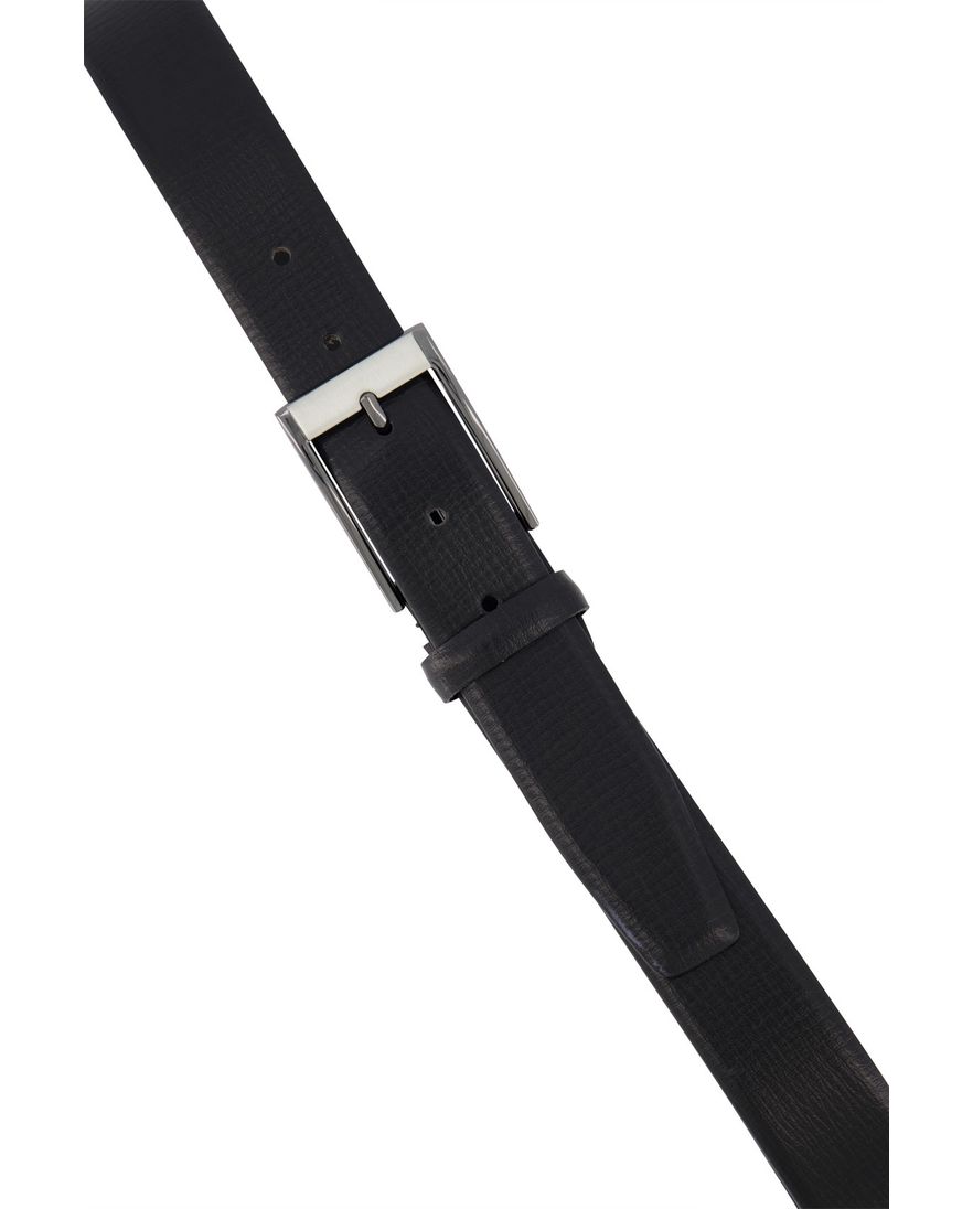 Lindenmann riem zilveren gesp zwart leer